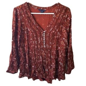 AMERICAN EAGLE Dark Red Brown Blouse